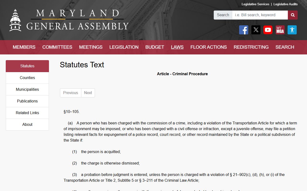 Baltimore County arrest records expungement guidance under Maryland law