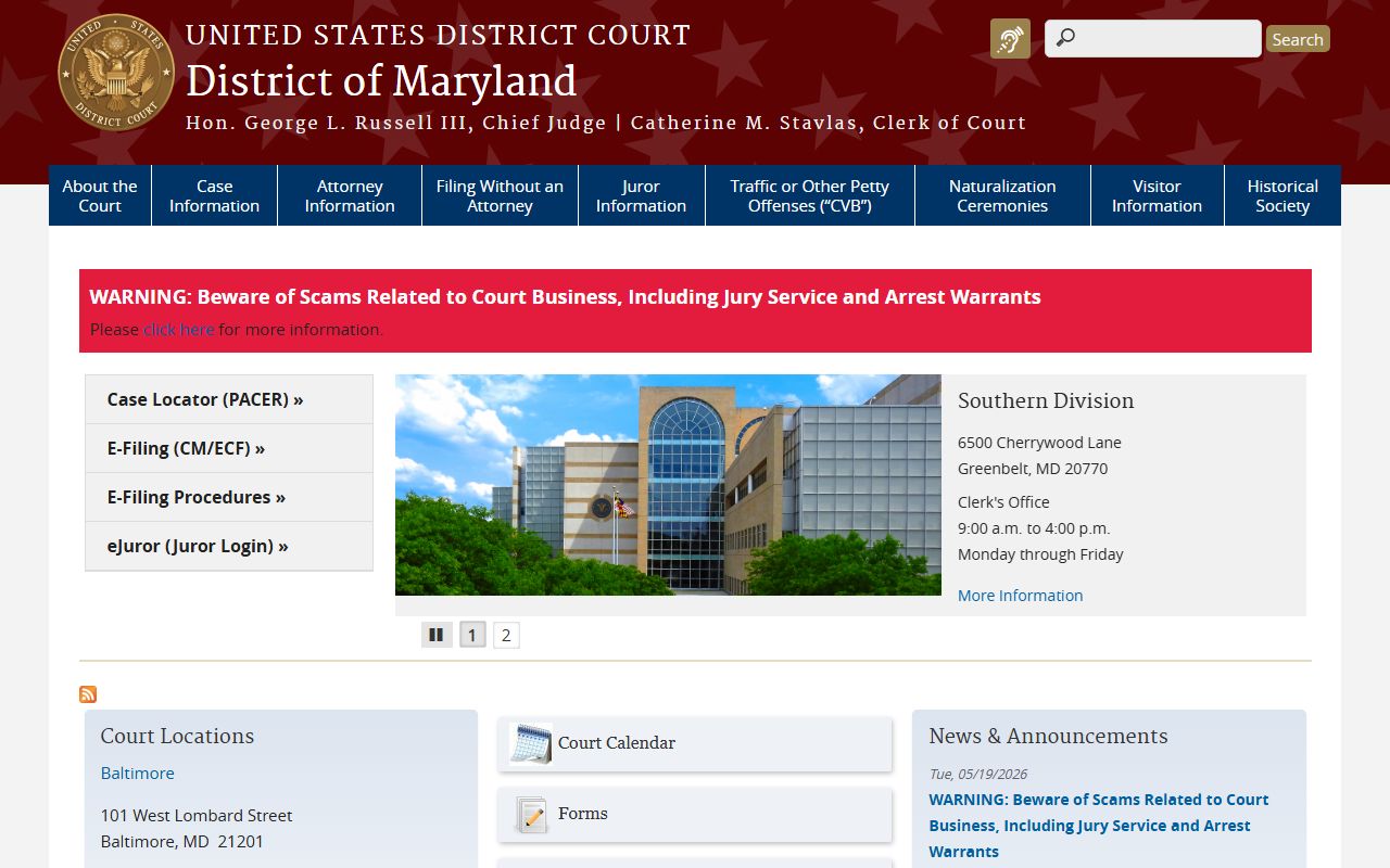 Baltimore County court records U.S. District Court of Maryland